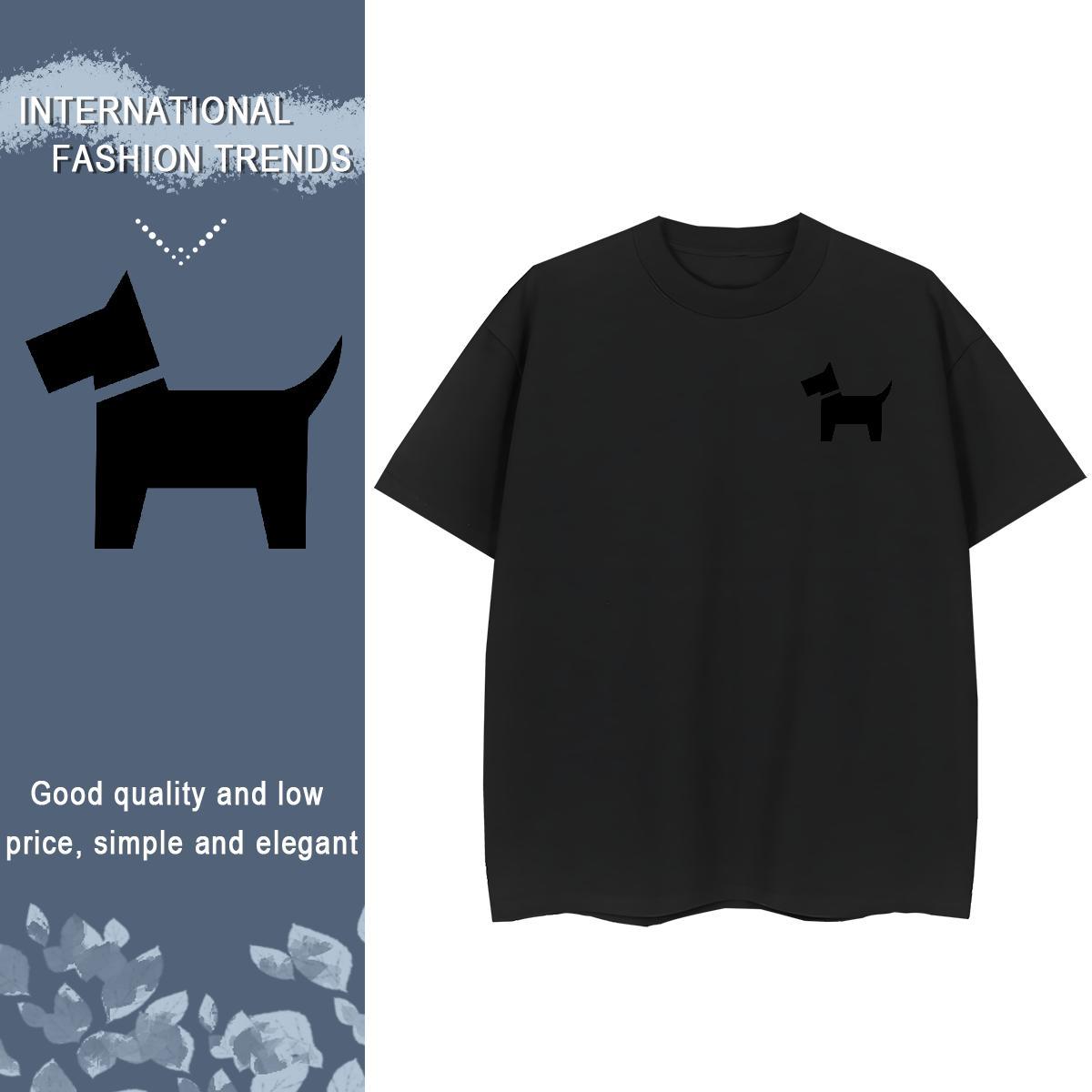 Man T Shirts 230g Pure Cotton Dog Casual O Neck Short Sleeves White Plus Size Mens Tshirts 2024 New Unisex Tee Shirt