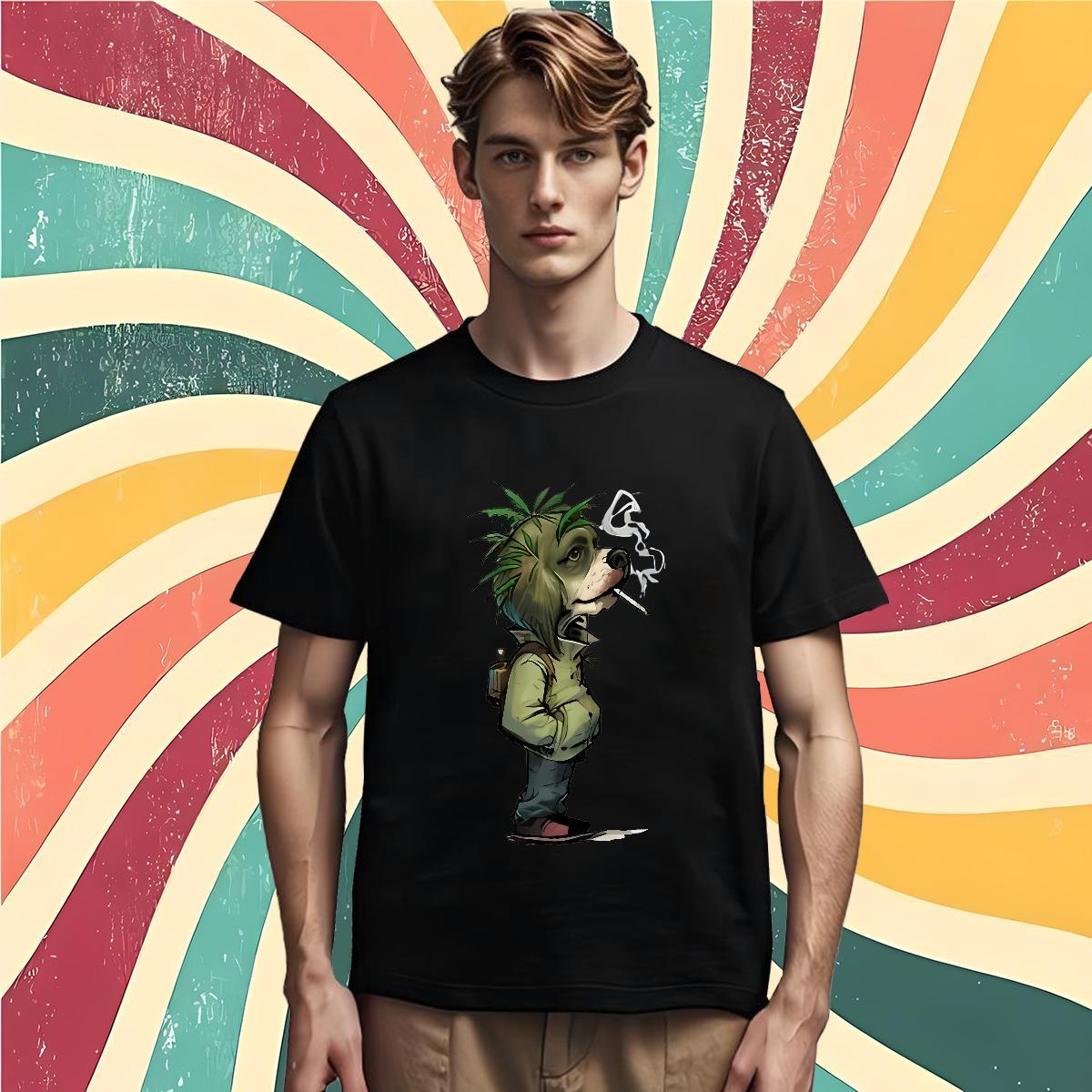 Brand Mens Tshirts dog Sports Casual 230g 100% Cotton Tees Breathable Soft Free Shipping Mens T Shirts Skull