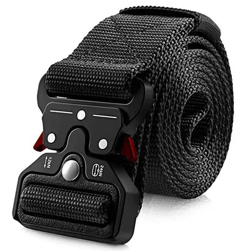 Mens waist belt military outdoor hunting tactics outdoor mountain multifunctional tactics nylon canvas plastic buckle belt W240807