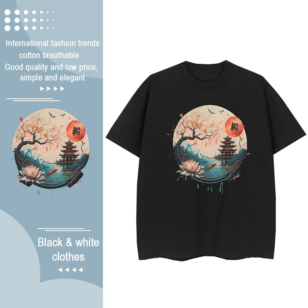 Unisex Man T Shirts Tower Breathable Soft Street Custom Printed 100% Cotton 230g Men Tshirts Free Shipping Polos