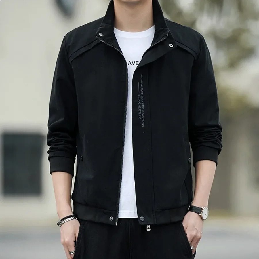 Mens Fashion Jacket Spring and Autumn Stand Collar Outdoor Leisure Windproof Zipper 240812