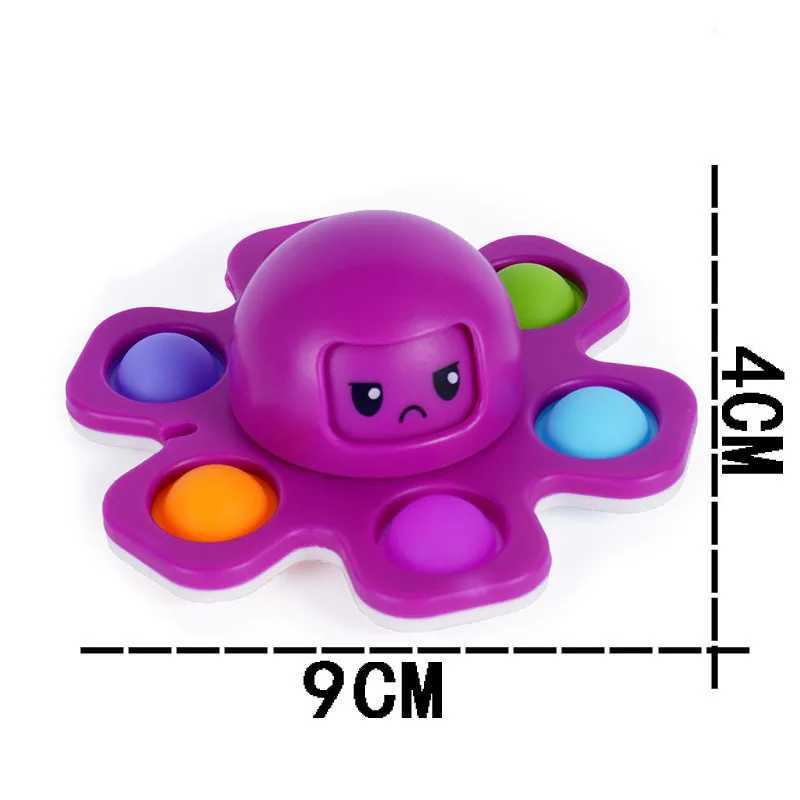 Funny Fidget toys Octopus Spinning Top Vent Gyro Three Expression Fidget Spinner Toy Push Pop Bubble Stress Relief for Kids Baby Y240810
