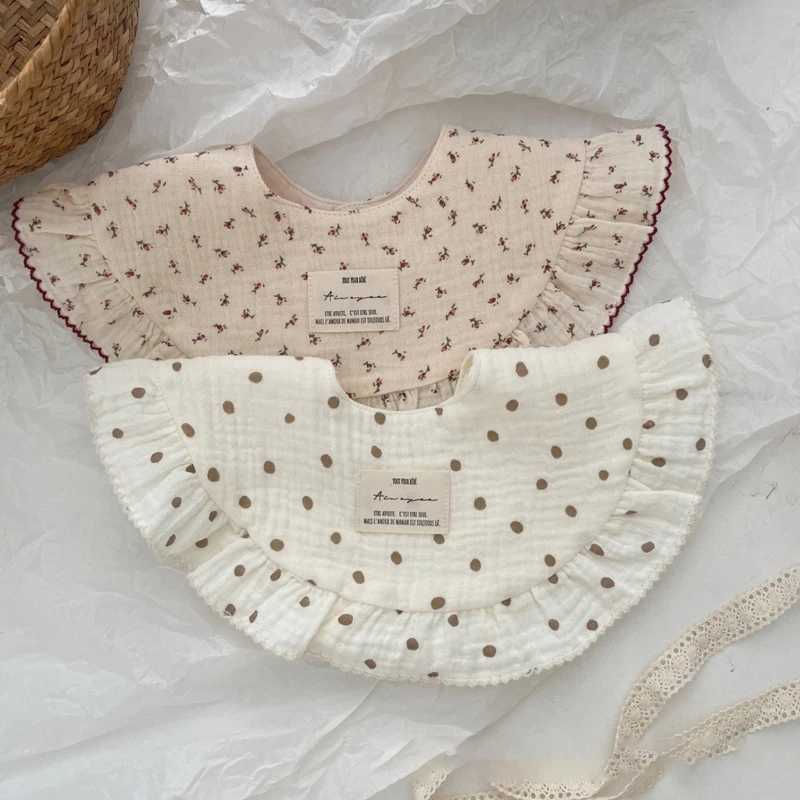 Bibs Burp Cloths INS Baby Gauze Feeding Drool Bib Ruffle Solid Infants Saliva Towel Soft Cotton Burp Cloth For Toddler Kids Bibs Korean NewL4812