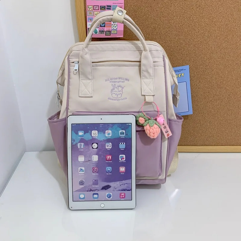 Korean nylon waterproof mens and womens backpacks large capacity travel laptop elementary school handbags 240813