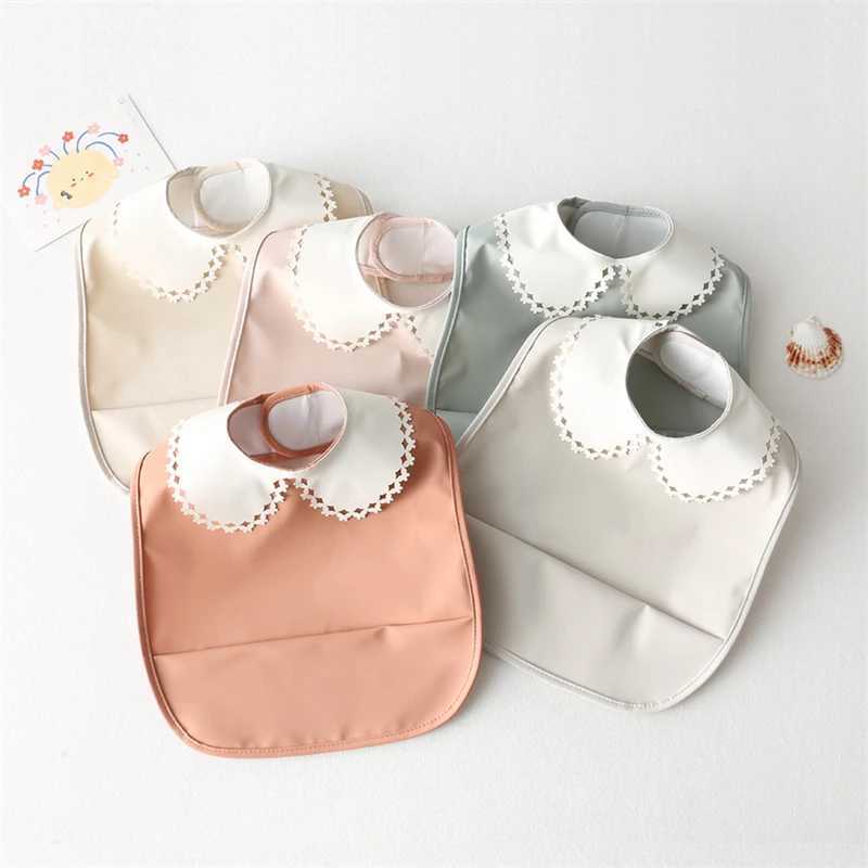 Bibs Burp Cloths Baby Bibs INS Nordic Style Infant Boy Girl Waterproof Soft PU Bib Meal Protection Feeding Burp Cloth With Pocket Easy CleanL4812