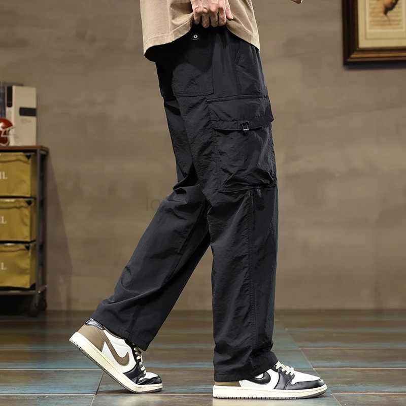 Casual 2024 Spring New Drwastring Waist Full-Length Pants For Mens Outdoor Solid Color Loose Trousers Streetwear Sports JoggersXJ240813