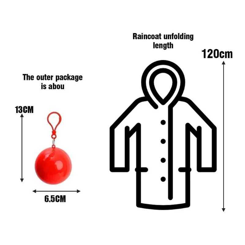 Portable Waterproof Raincoat Ball Childrens and Adult Rain Cover Waterproof Rain Gear Mini Chicken Outdoor Emergency Y240810