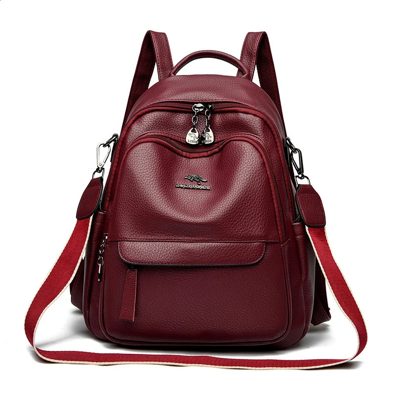 Womens backpack shoulder PU highcapacity womens school travel bag fashion 240813