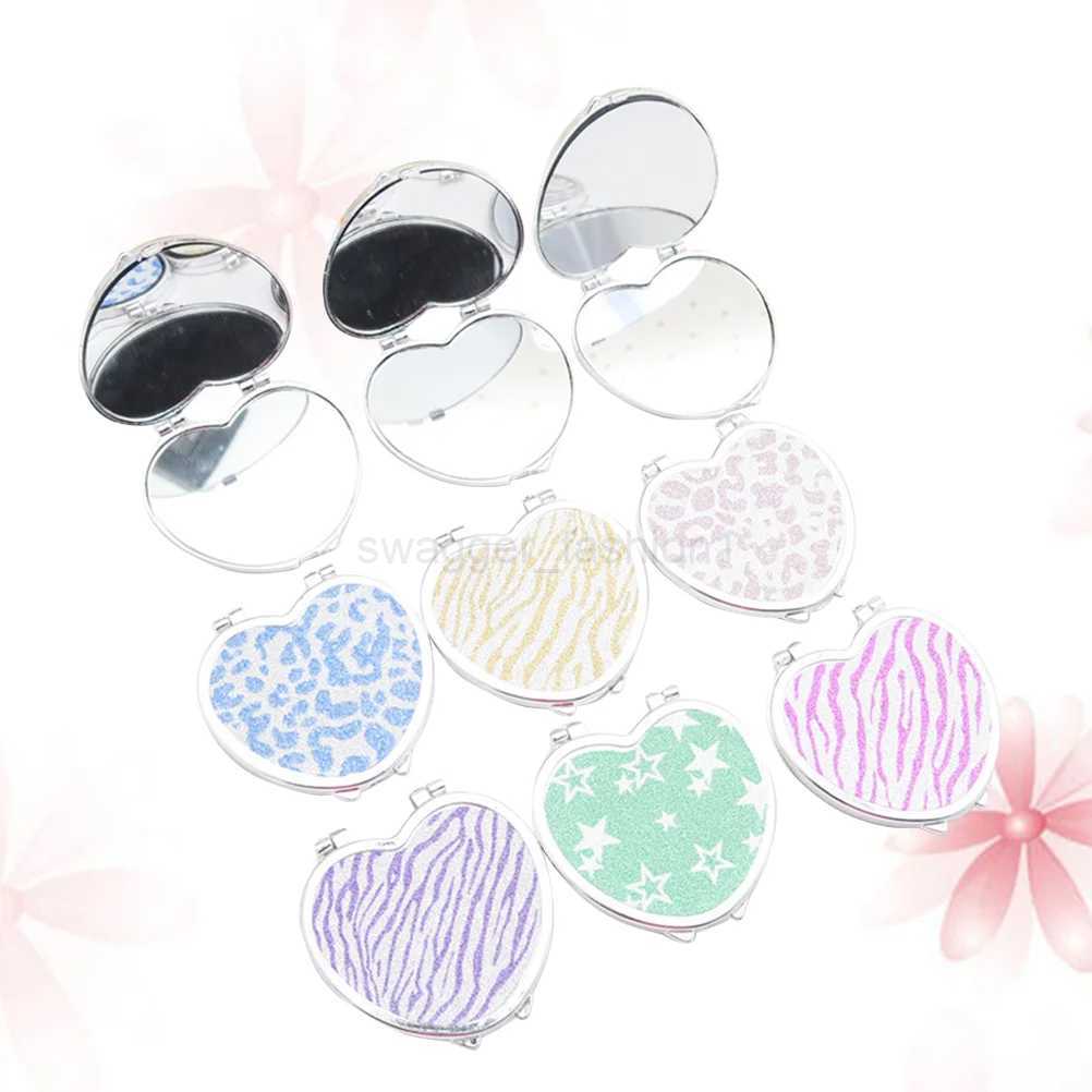 Travel Vanity Mirrors Pocket Heart Shaped Makeup Hearts Portable Double Sides Make up Mirror for Women (RandomXJ240813