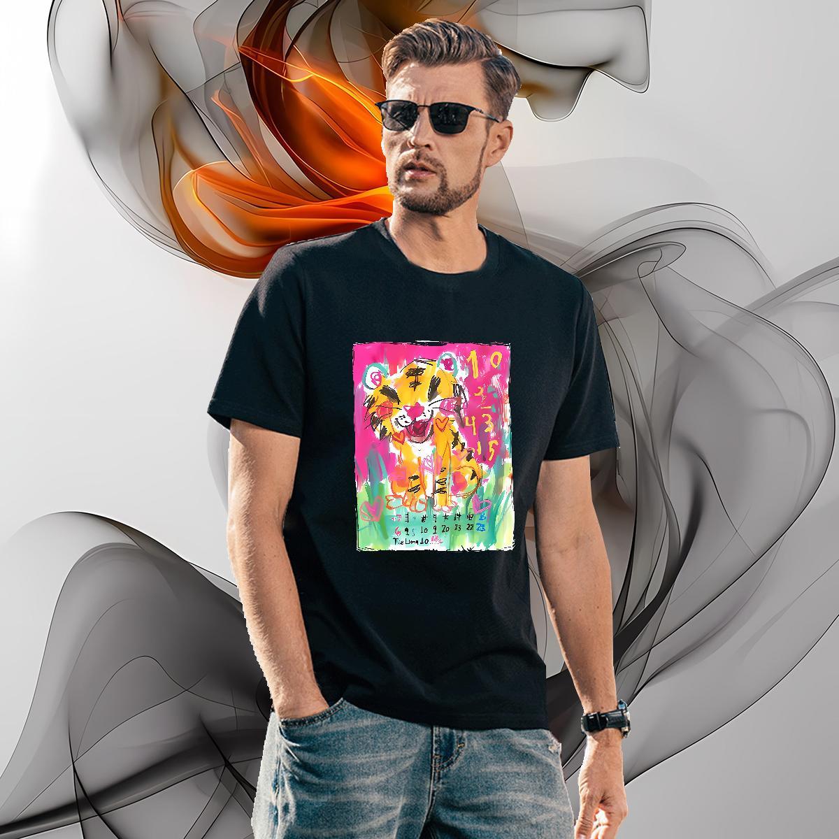 Cool T Shirts Men tiger Breathable Short Sleeve Spring Summer DIY Anime 230g 100% Cotton Men Tees Fashion Casual Wear