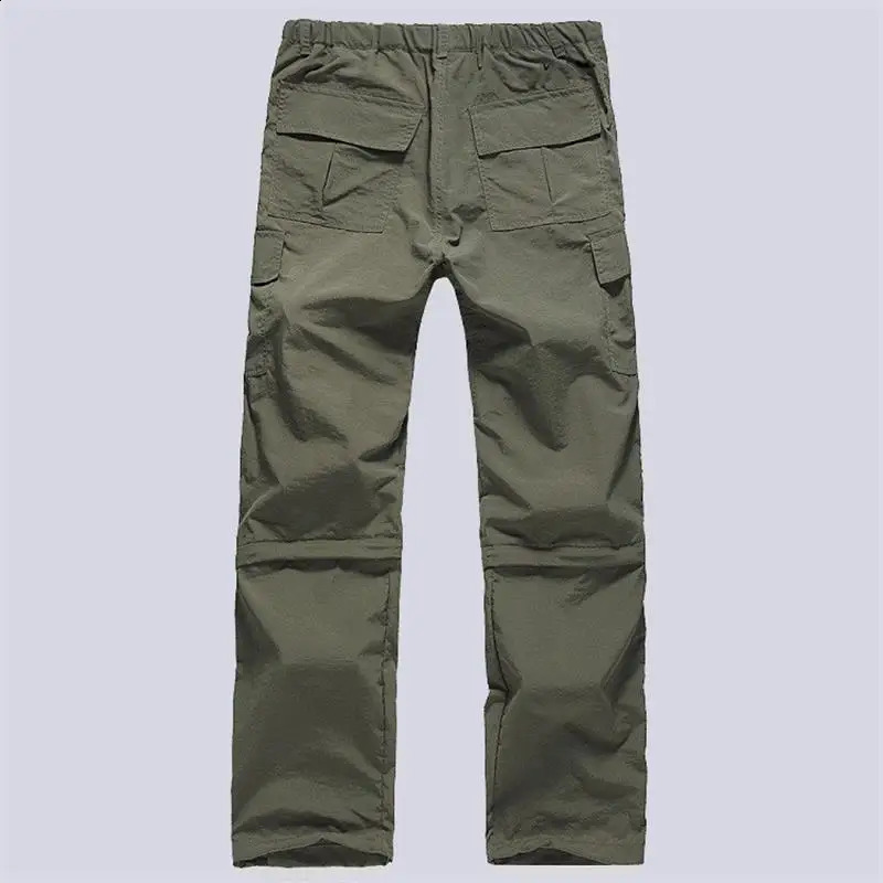 Detachable leg mens cargo pants pocket summer Sproting quick drying waterproof Trouser khaki thin work casual 3XL 240812