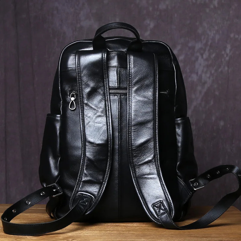Natural Top Layer Cowhide Backpack For Mens Casual Fashion Large Capacity Genuine Leather Computer Bag 250206