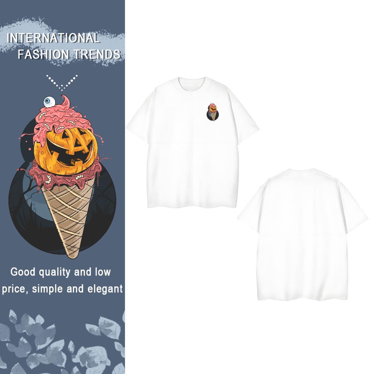 T-Shirts for Men 230g Cotton Halloween Summer Casual Breathable Crew Neck Black White Couples T Shirts Classic High Quality Tees Shirts