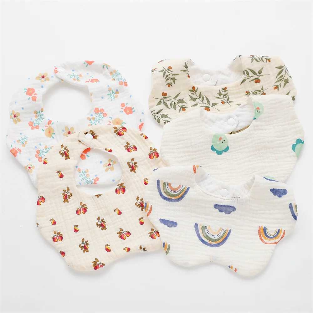 Bibs Burp Cloths Cotton Gauze Print Baby Bibs New Wave Absorbent Saliva Towel Newborn Burp Cloths Bandana Scarf for Boys Girls Feeding Drool BibL4812