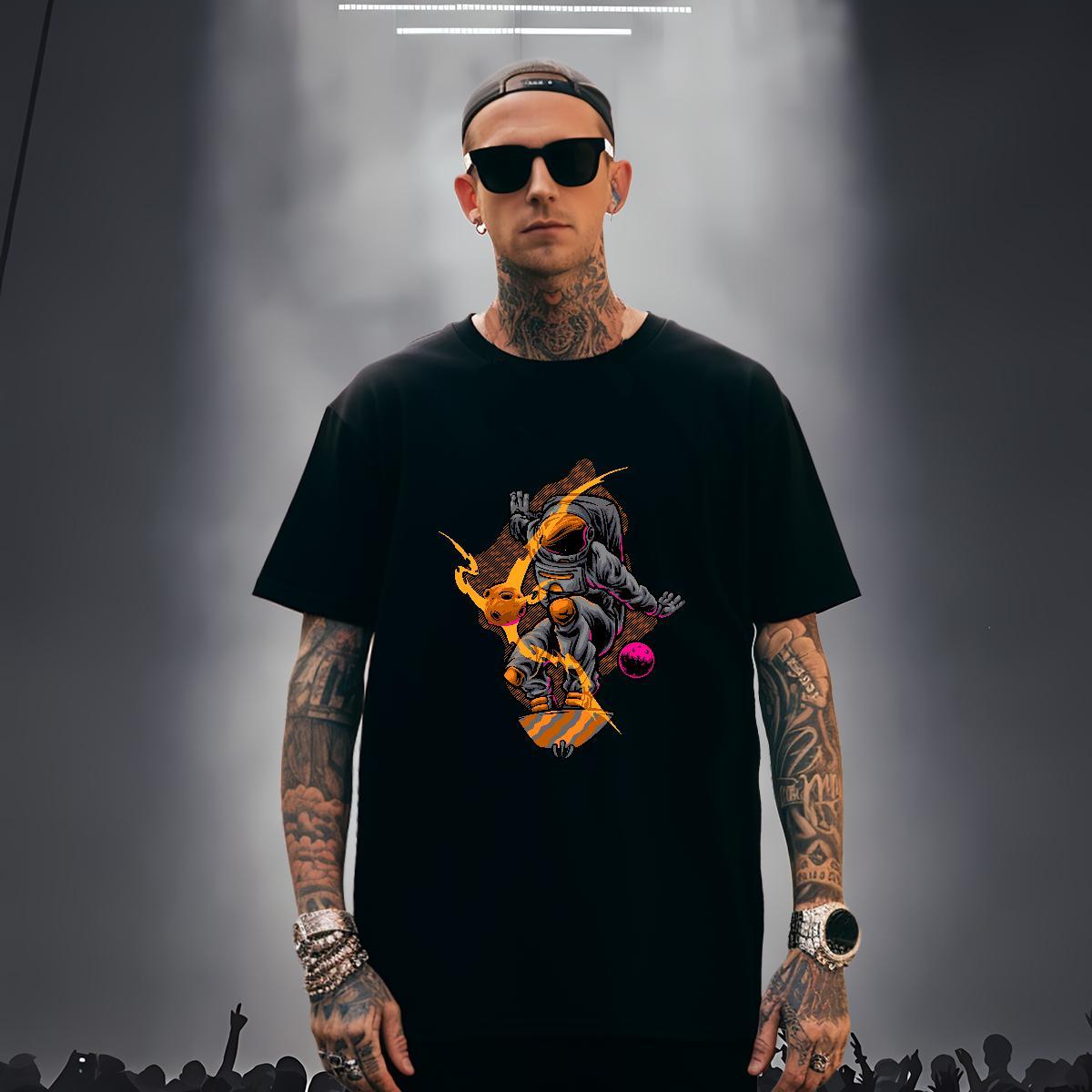 Mens T Shirts 230g Cotton cosmonaut Daily Wear Breathable Crew Neck Oversized 4XL Men Tees Designer Fashion Popular Tshirts