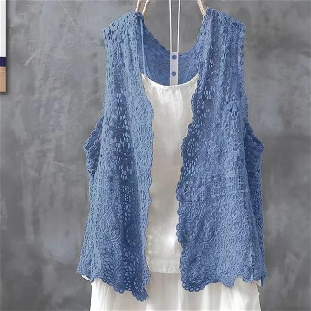 2024 Summer Loose-fitting Cardigan Ladies Air-conditioning Shirt Korean Fashion Hollow Out Knitting Clothing Womens Coat 240813