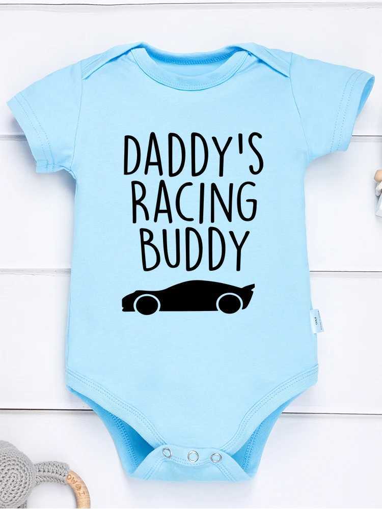 Dads racing partner baby Onesies summer O-ring short sleeved baby boy clothing simple and comfortable cotton cheap baby clothing W240812