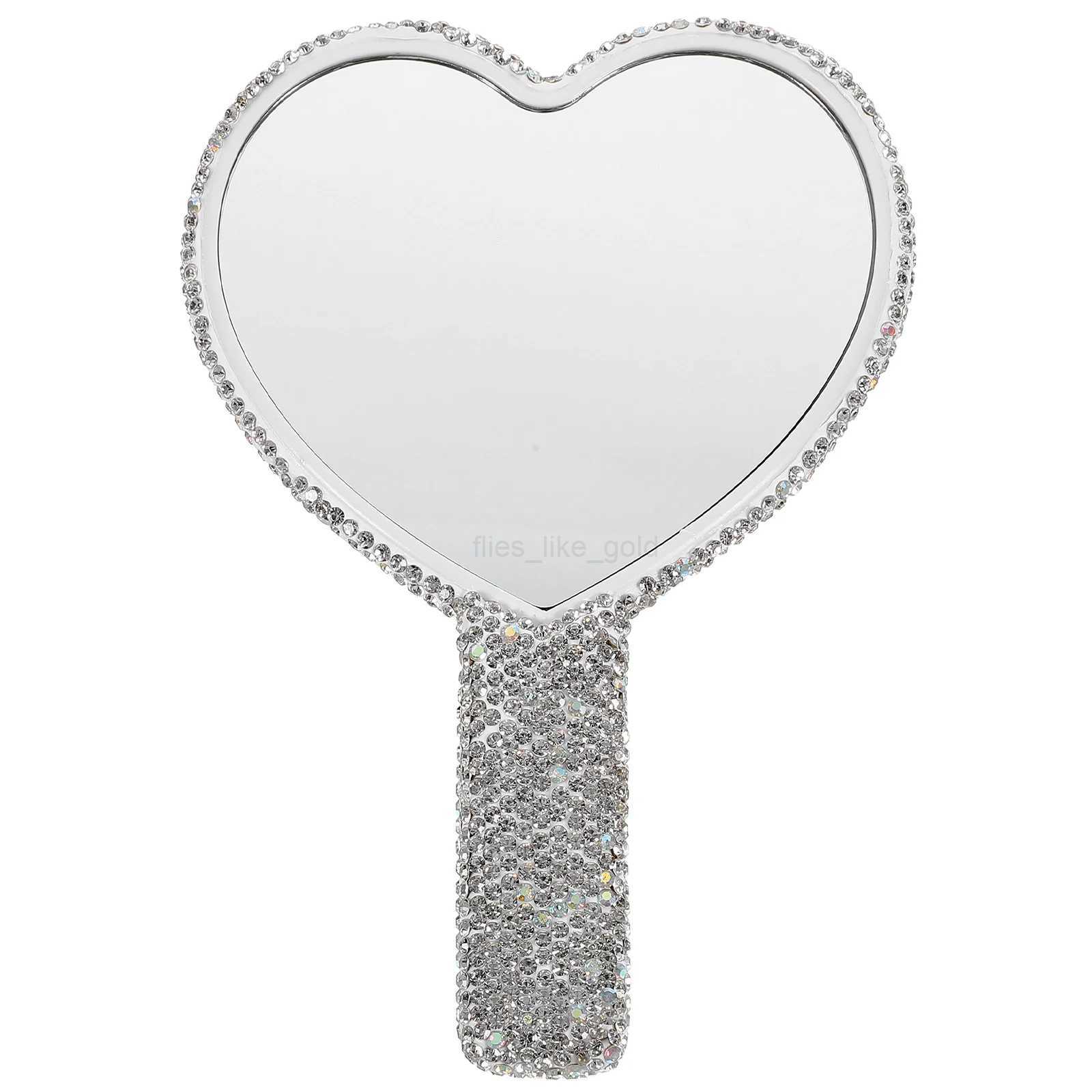 Crystal makeup mirror holder suitable for women compact heart-shaped beauty small handle Abs handle used for diamond shaped mirrors W240813