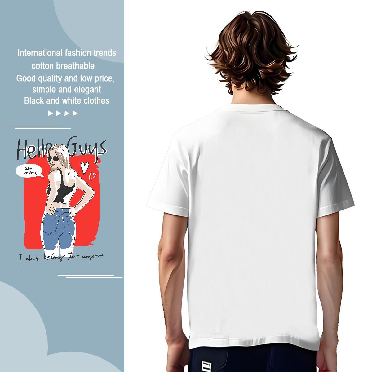 Man T Shirts 100% Cotton 230g character Daily Outfit Crew Neck Breathable Custom Cartoon Tshirts New Soft Top Tees