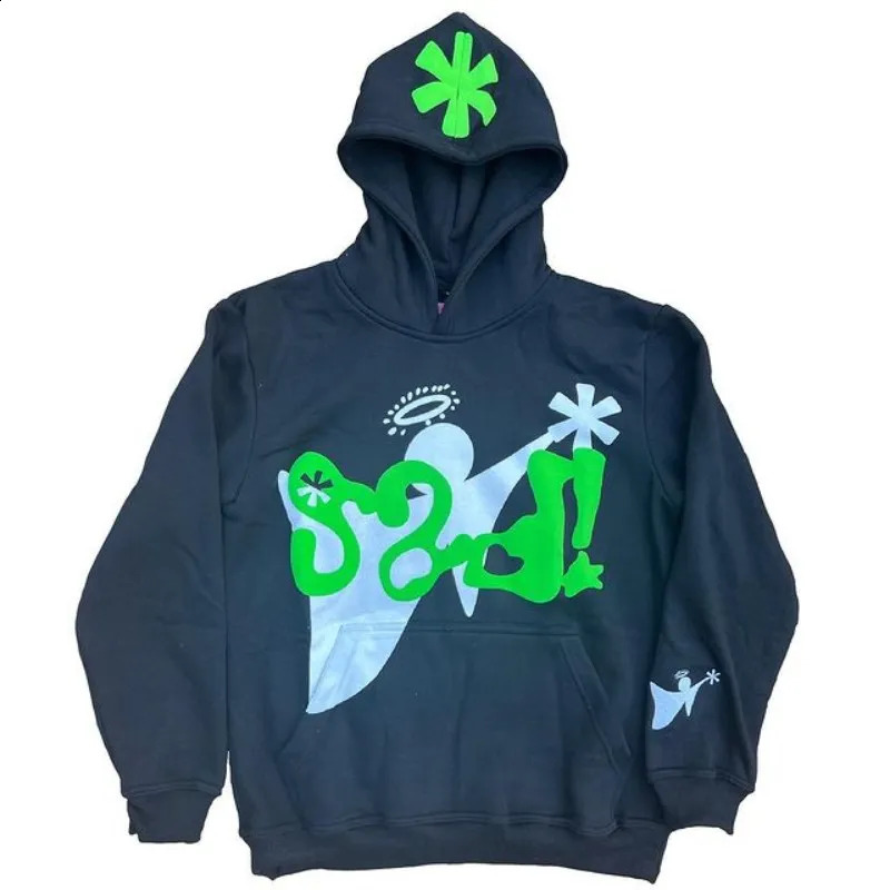 Y2K Gothic Trend Pattern Letter Print Oversized Hoodie Mens Fashion Versatile Loose Harajuku Pullover Sweatshirt Mens 240809
