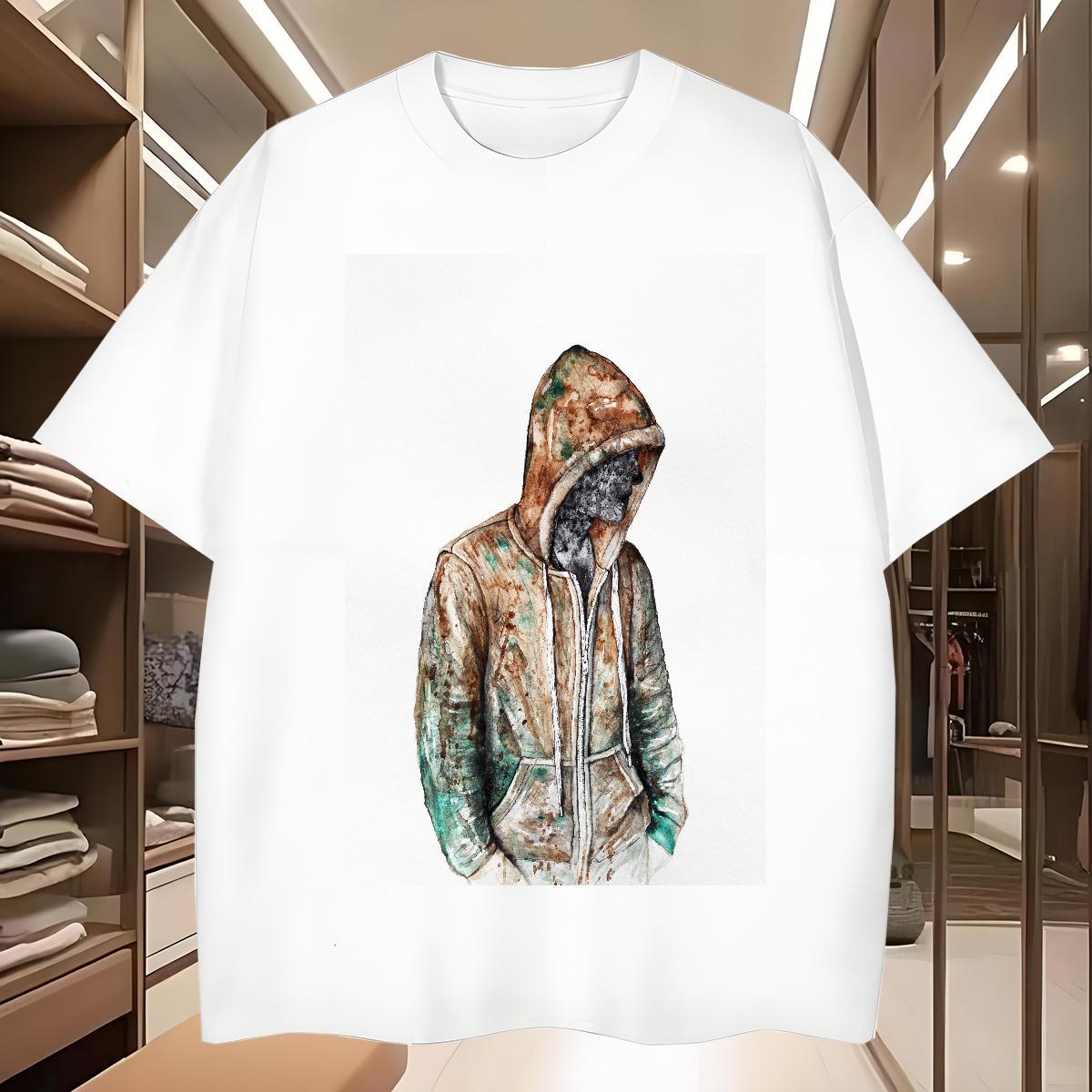 T Shirt For Man 100% Cotton 230g portrait Street Casual O Neck Short Sleeves Oversized 4XL Men Tees Custom Comfortable Tops Shirt