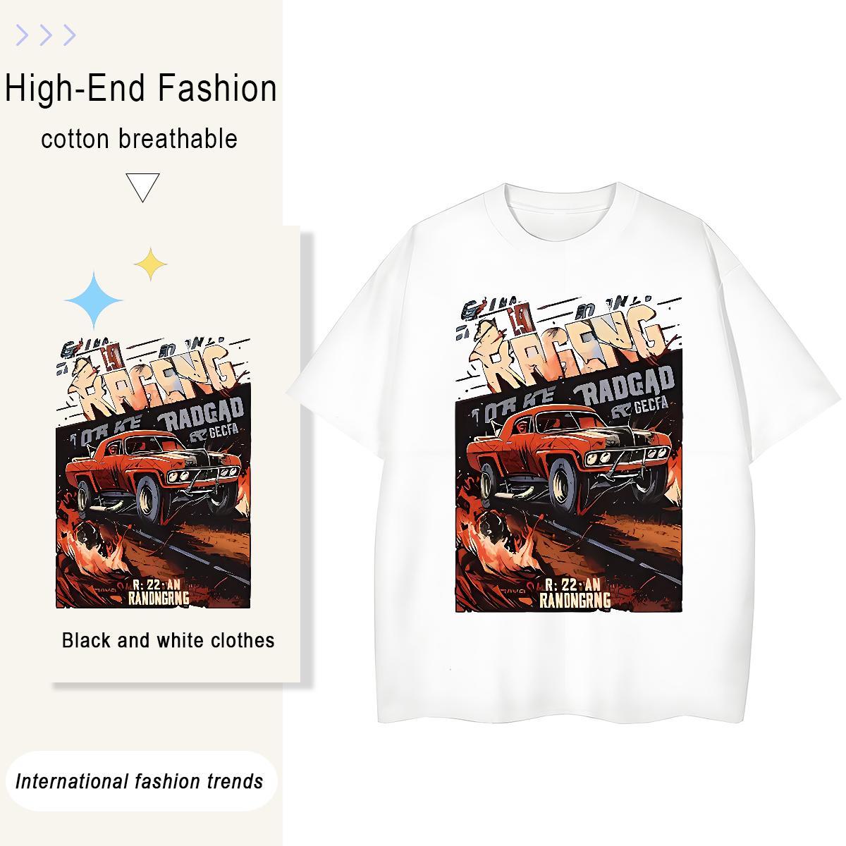 Designer Tshirts Home Outdoor 230g Cotton DIY Logo Oversized Breathable Short Sleeve car T-Shirts for Men 2024 New Tops