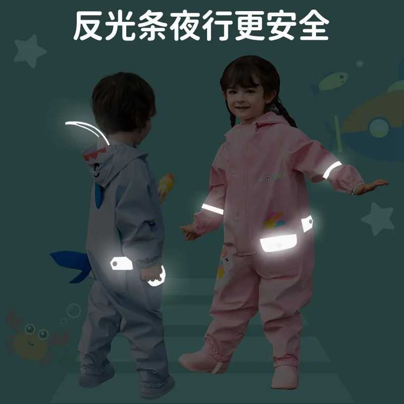 Childrens Waterproof One-piece Raincoat And Rain Pants Suit Childrens Rainproof Full-body Suit Baby Summer New Raincoat Y240810