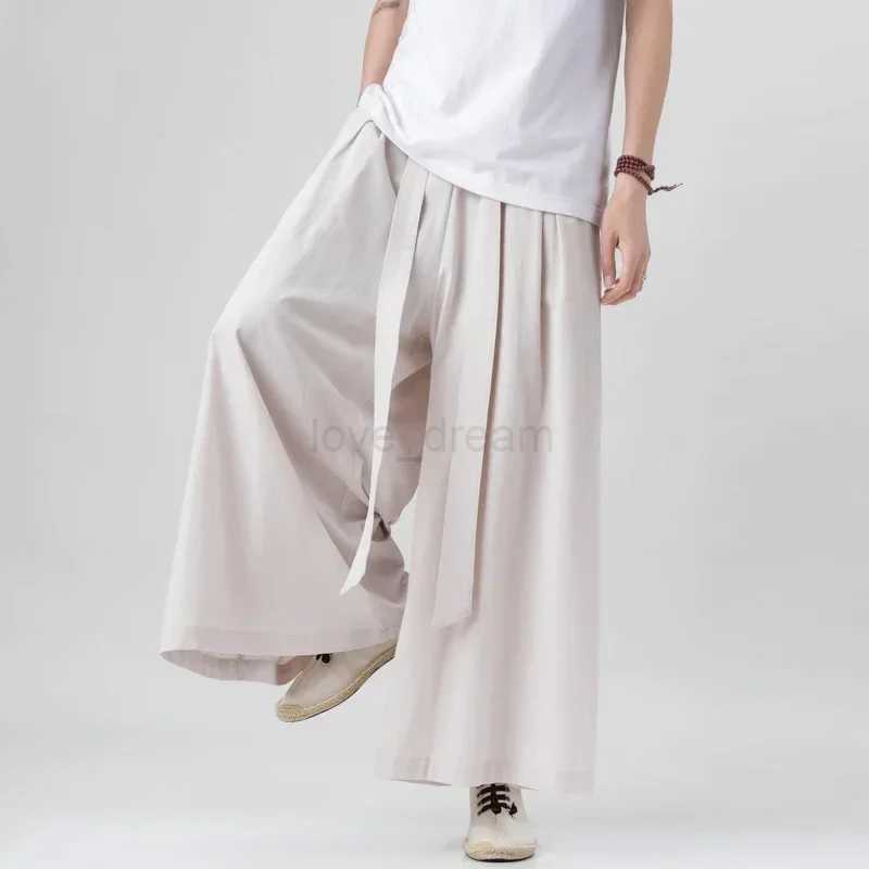 2024 Summer Chinese Style Men Harajuku Pants Man Japanese Kimono Pants Male Streetwear Retro Wide-Leg TrousersXJ240813