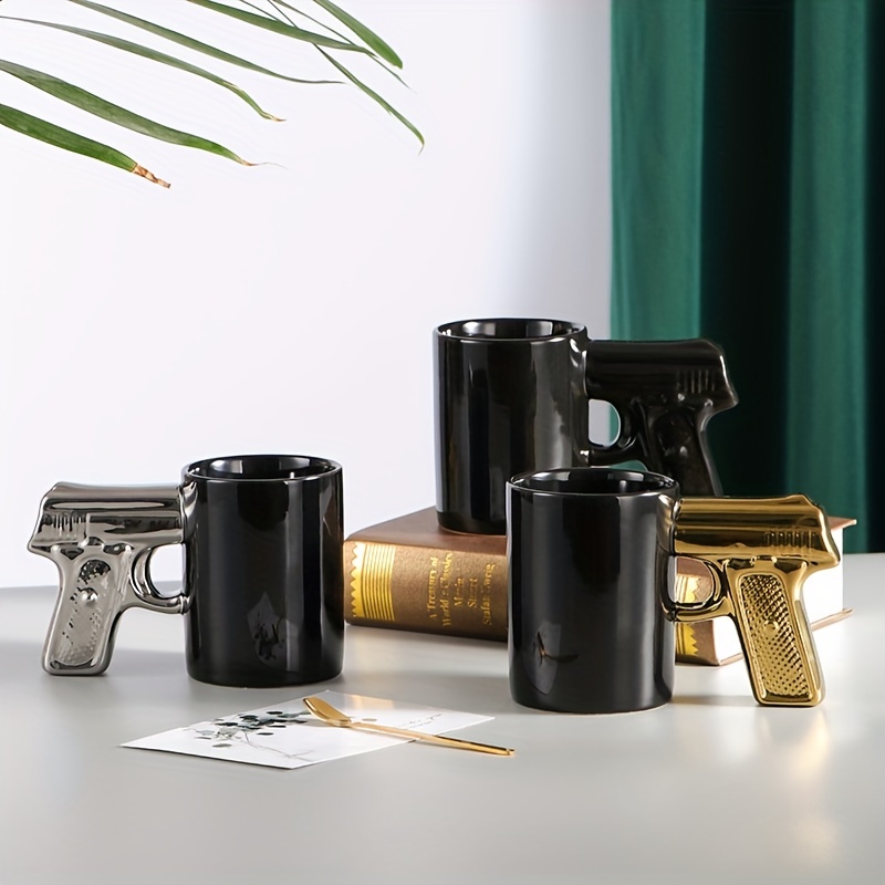 1pc Novelty Ceramic Coffee Mug With Pistol Handle Gun Mug Pistol Cup Coffee Cup Pistol 3D Mug Gift For Men