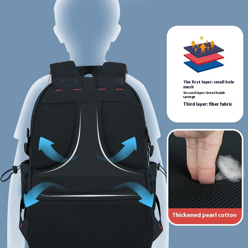 Backpack Primary School Middle Students High Bags Large Capacity Ultra Light Load Reduce Outdoor Travel Business 240813