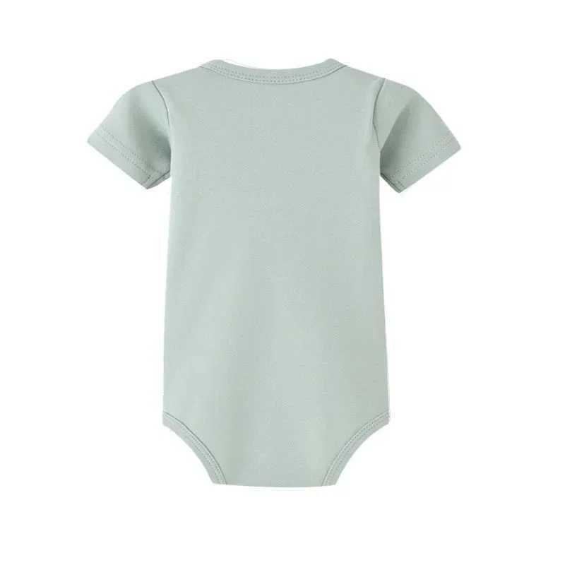 Newborn baby summer jumpsuit short sleeved organic cotton baby classic jumpsuit solid color mens clothing W240812
