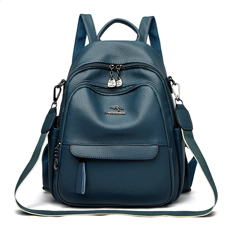 Womens backpack shoulder PU highcapacity womens school travel bag fashion 240813