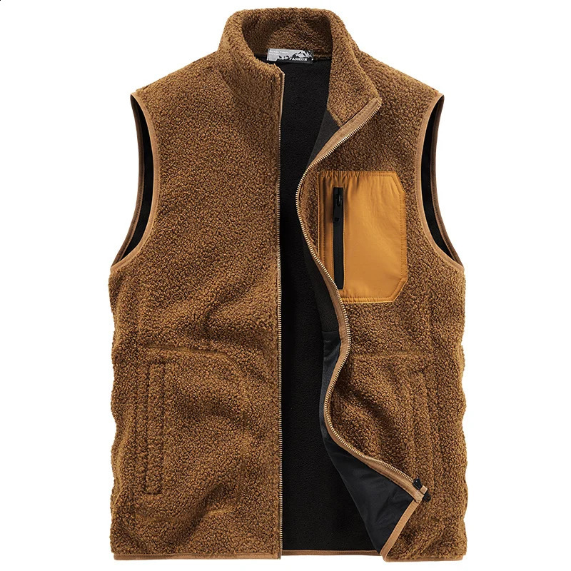 Winter Thermal Fleece Vest Men Fashion Multipocket Male Warm Waistcoat Casual Heated for Cycling Plus Size 240812