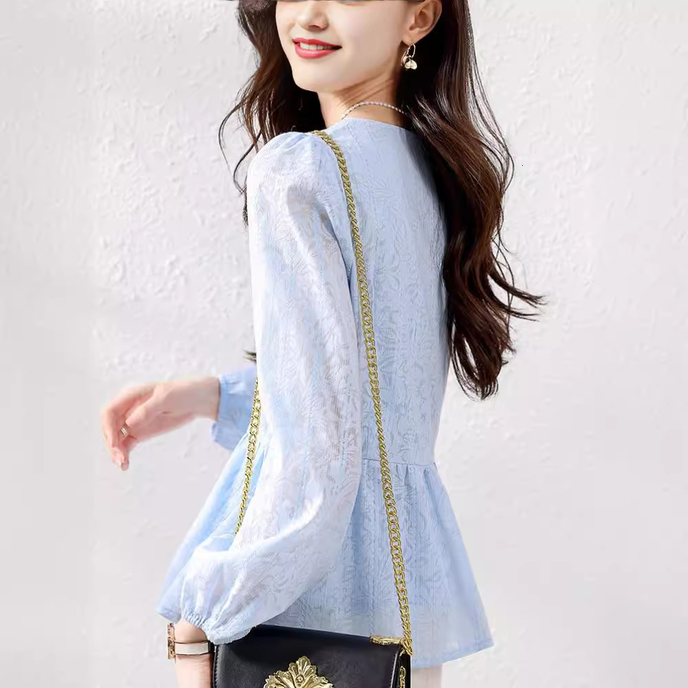 Xiaoxiangfeng Chiffon for Women's Spring and Autumn 2024 New Style Aging Reduction Top Short Skirt Small Shirt