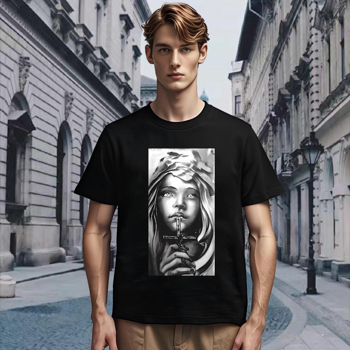 T Shirts Men 230g Cotton nun Daily Outfit Short Sleeve Soft Custom Cartoon Men Tops Tees Casual New Cool Polos