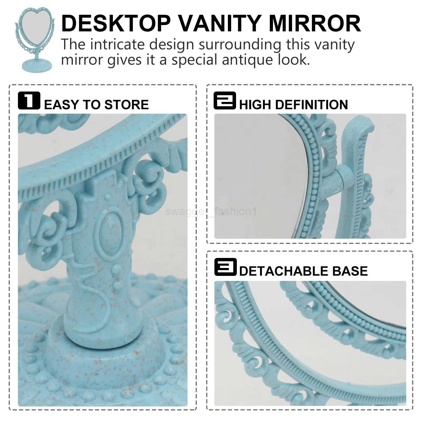 Makeup Circle Mirror Oval Coic Small Two Sided Heart Shaped Vanity Makeup Mirror Double Sidedative Portable Lighted MakeupXJ240813