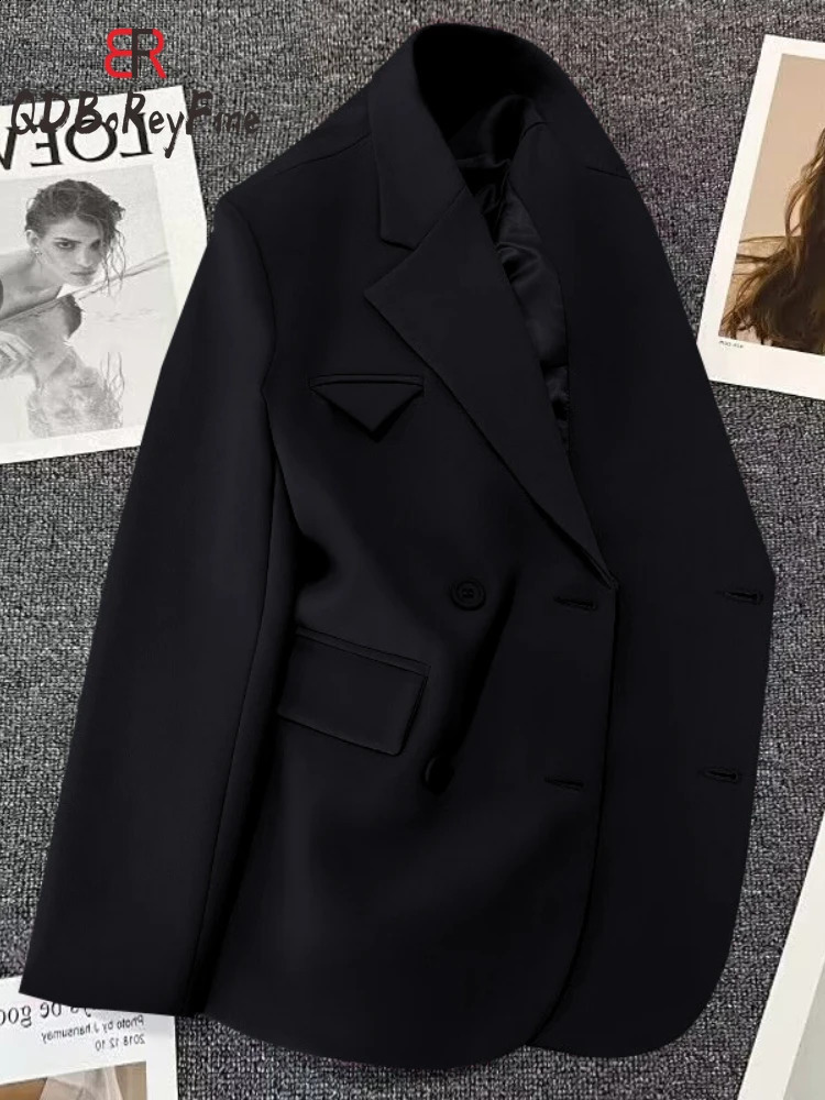 Women Blazer Spring 2024 in Office Long Sleeve Tops Casual Blazer and Jackets Double Breasted Coat Suit Female Chic Outwear 240813