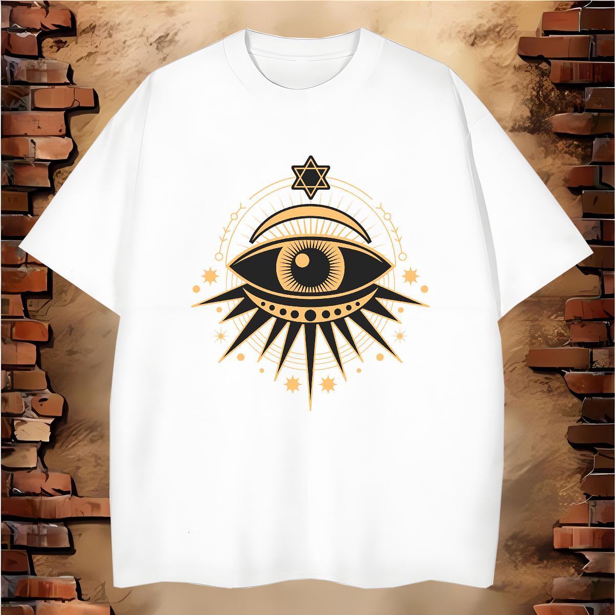 T-Shirts 230g Pure Cotton eyes Summer Casual Short Sleeve O-Neck Custom Cartoon Men Tshirts DIY Classic Tees