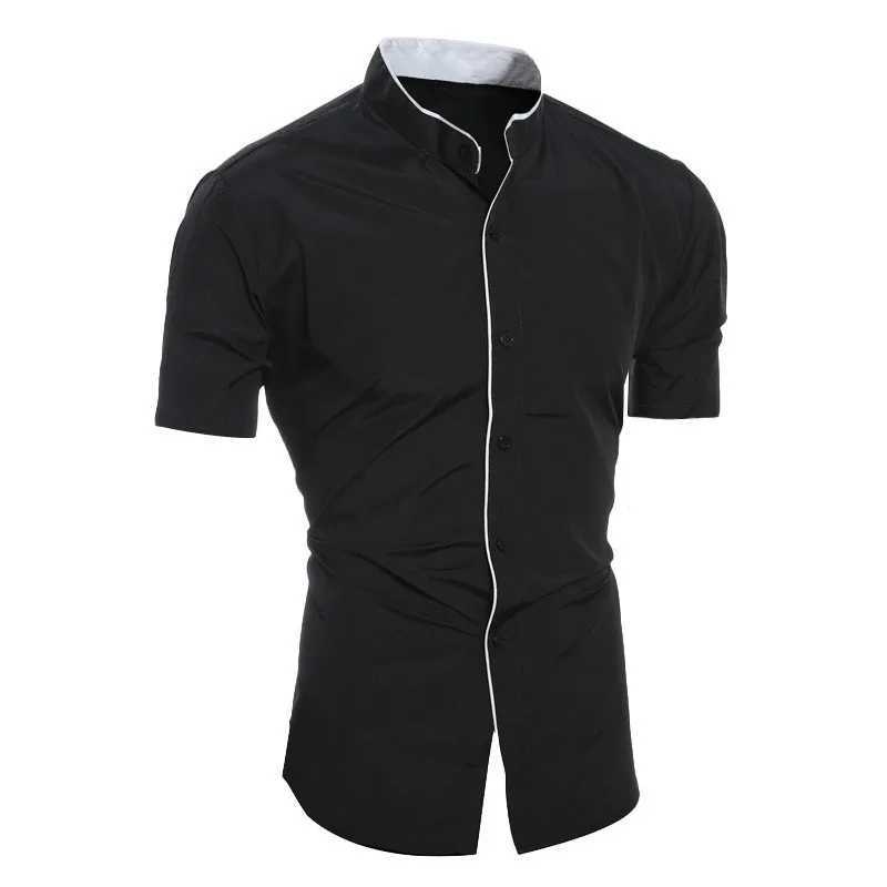 New mens solid color casual commuting short sleeved shirtXJ250121