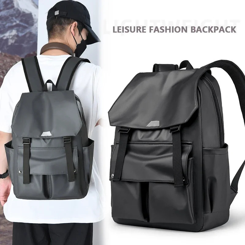 Fashionable large capacity leather backpacks work and leisure bags lightweight travel mens womens fashionable 240813