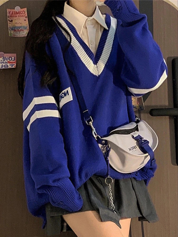 Harajuku Sweater Women Long Sleeve Oversized Streetwear Y2k Preppy Style Jumpers Korean Fashion Vintage Tops Kawaii 240812