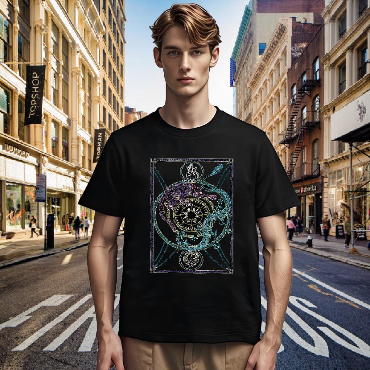 T-Shirts for Men 230g 100% Cotton dragon Street Wear Round Neck Short Sleeve Custom Printing Men Clothes T-Shirt Brand TOP Quality Tops