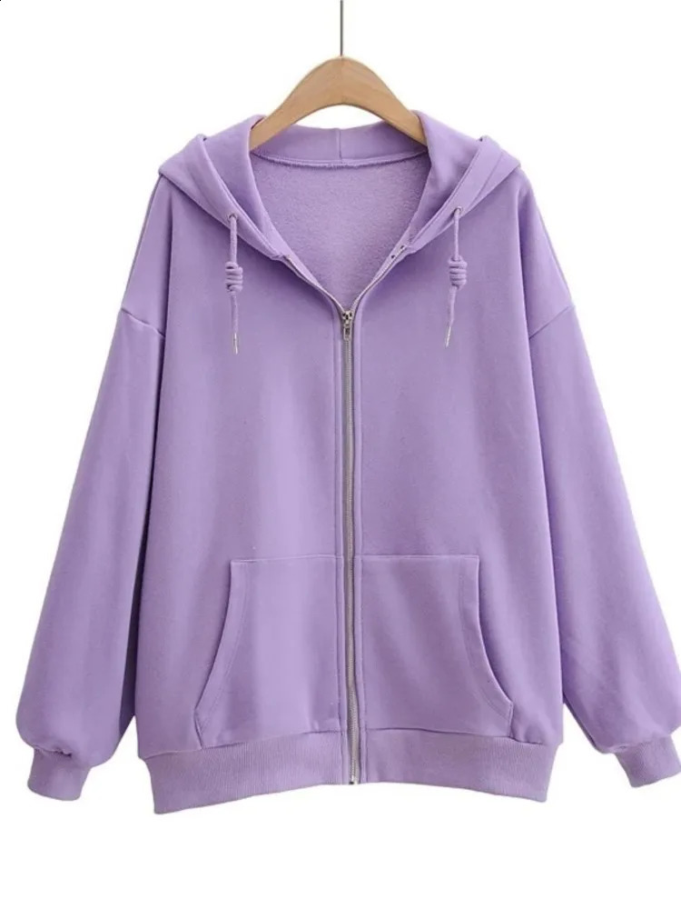 90s Streetwear Fashion Hoodie Y2k Womens Grunge Solid Color Sweatshirt Long Sleeve Pocket Zip Hoodie Harajuku Top Jacket 240812