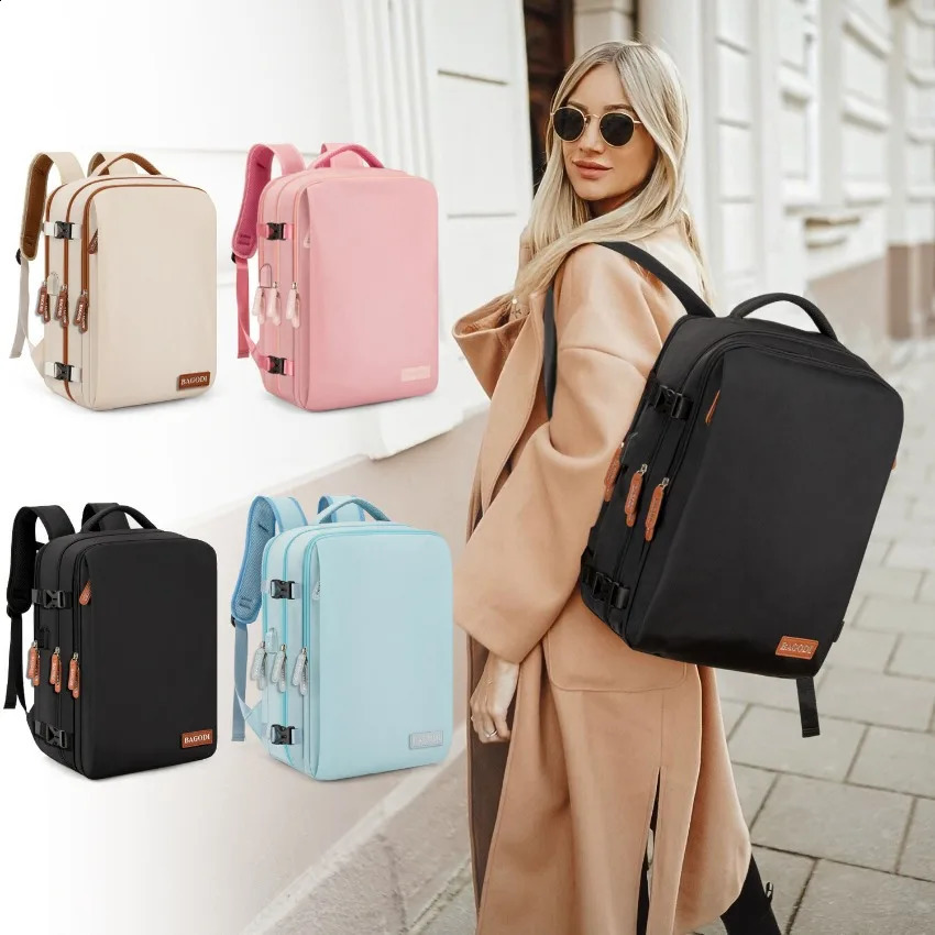 Airplane travel backpack womens laptop bag large capacity business expandable multifunctional 240813
