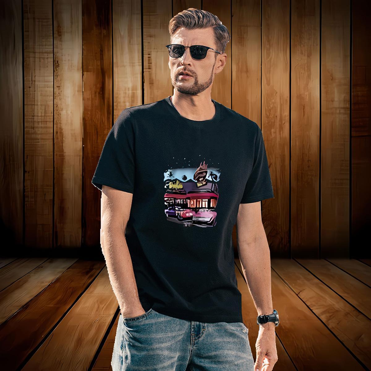 Unisex car T shirt Daily Wear Tshirt for Man Woman 100% Cotton 230g Fashion Casual Breathable Crew Neck Anime Tee Shirt