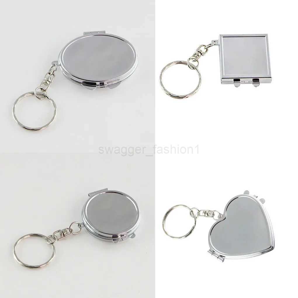 Round Heart Oval Sqaure Shape Double Sides Cosmetic Mirror Metal Folding Keychain Makeup Mini MirrorXJ240813