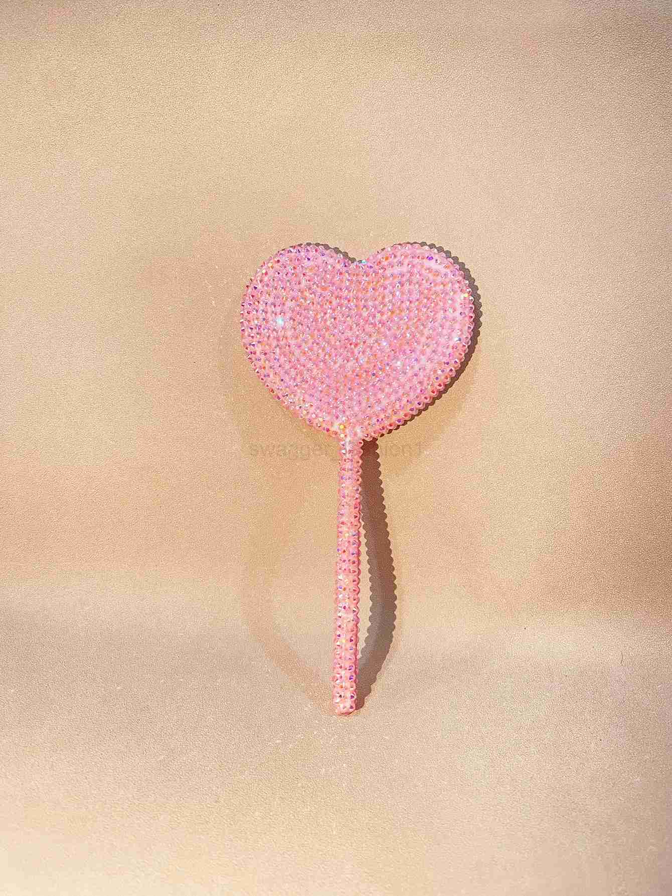 Diamond-encrusted love hand-held cosmetic mirror lollipop mirror heart-shaped handle mirror creative hand-made DIY small mirrorXJ240813