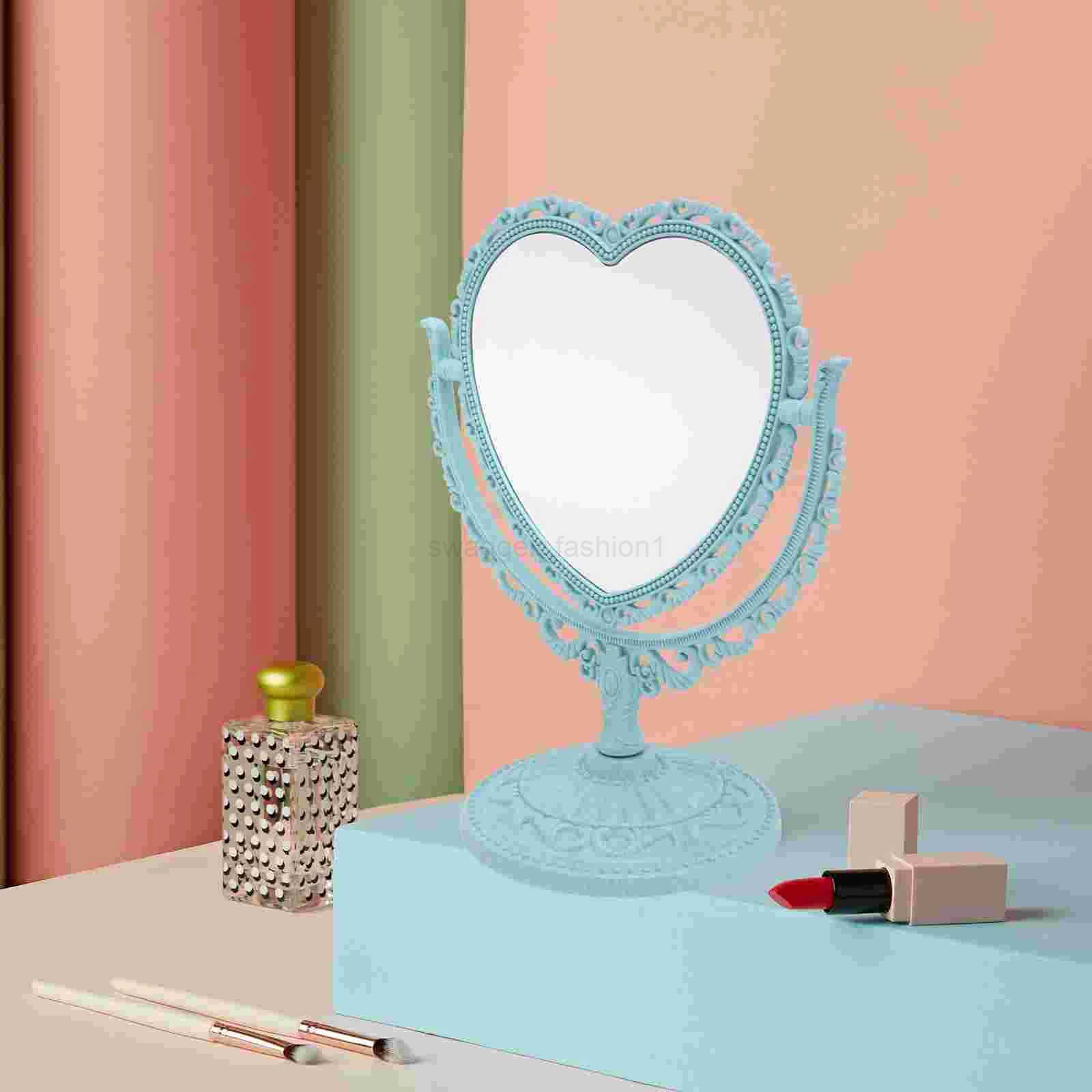 Makeup Circle Mirror Oval Coic Small Two Sided Heart Shaped Vanity Makeup Mirror Double Sidedative Portable Lighted MakeupXJ240813