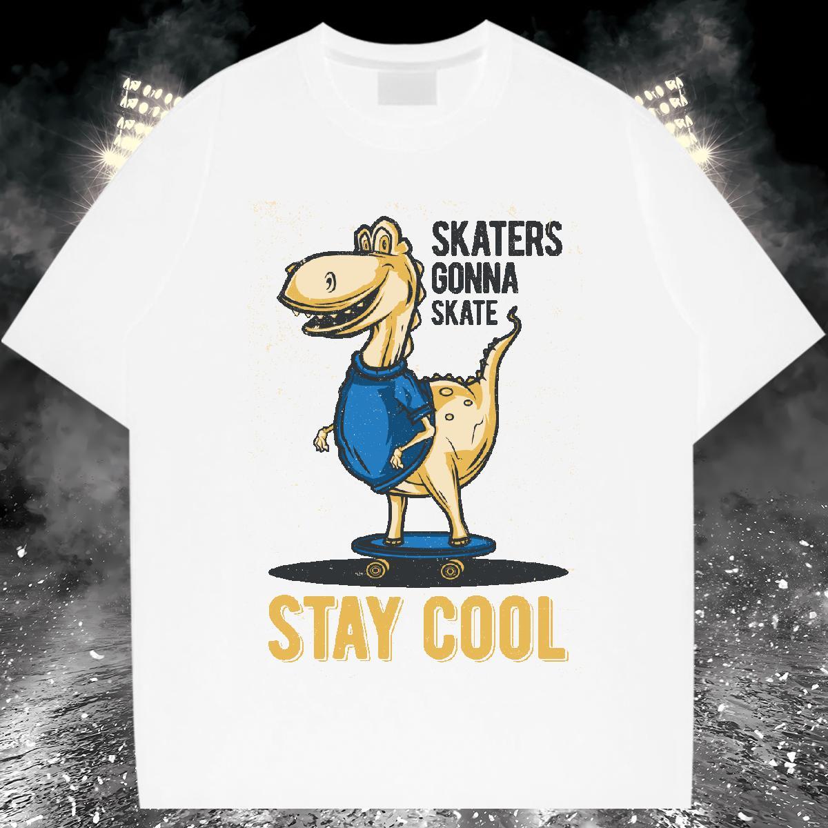 Fashion Design Men Clothes T-Shirt dinosaur Casual Beach 100% Cotton 230g Top Tees Breathable Short Sleeve Free Shipping T shirt DIY Logo Oversized