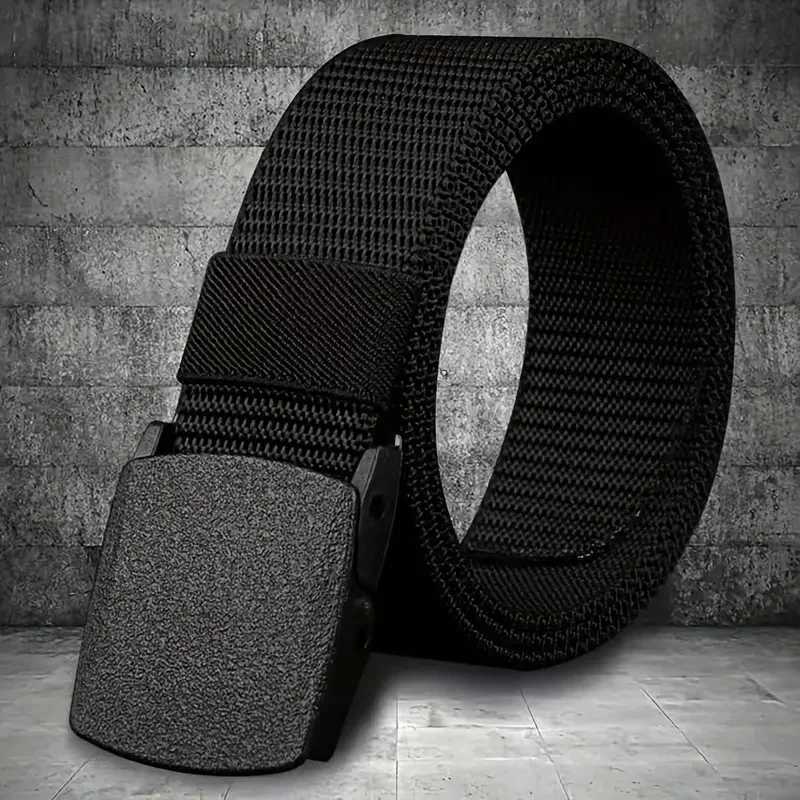 Mens leather belt canvas automatic buckle belt outdoor multifunctional tactical nylon belt hunting belt accessories W240807
